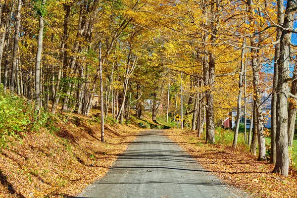 Unbefestigte Straße im Herbst in Vermont, USA. — Stockfoto