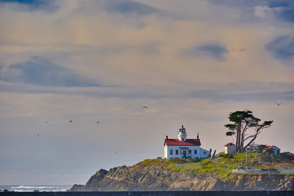 Battery Point világítótorony a Csendes-óceán partján, épült 1856 — Stock Fotó