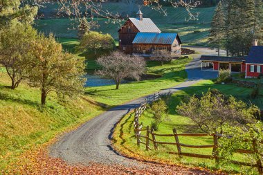 Sleepy Hollow Farm içinde Güneşli sonbahar gün Woodstock, Vermont, ABD