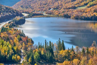 View of Echo Lake from Artist's Bluff in autumn clipart