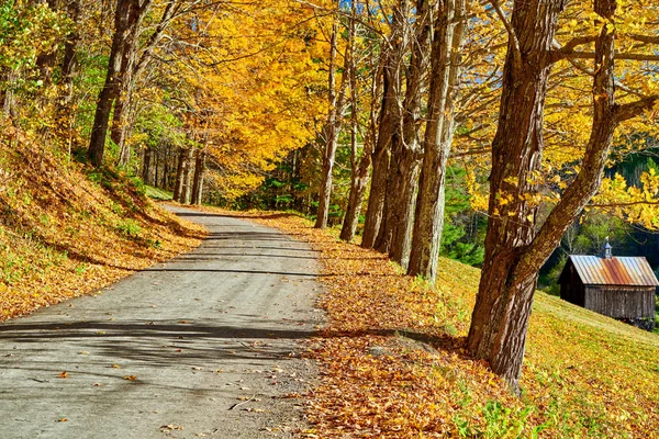 Unbefestigte Straße im Herbst in Vermont, USA. — Stockfoto