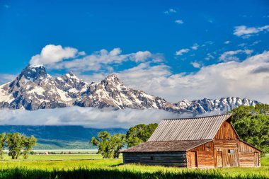 Grand Teton Dağları'nda eski ahır 