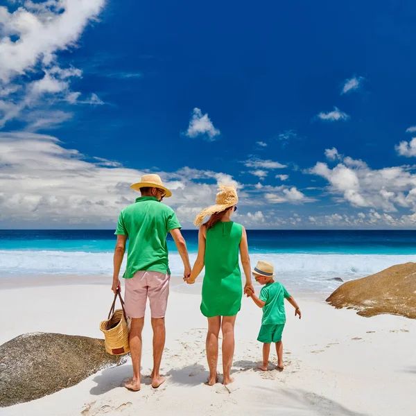 Family Beautiful Anse Intendance Beach Young Couple Green Three Year — Stock Photo, Image