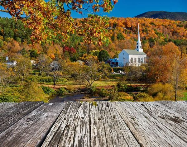 Ikonische Neuengland Kirche Der Stadt Stowe Herbst Vermont Usa — Stockfoto