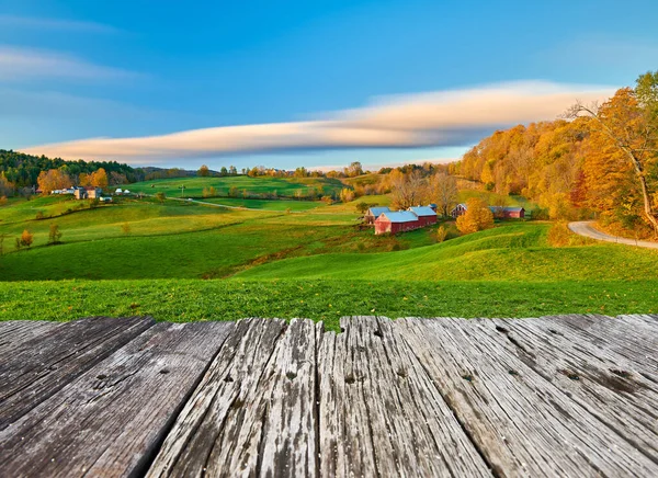 Jenne Farm Con Granero Soleada Mañana Otoño Vermont Estados Unidos — Foto de Stock