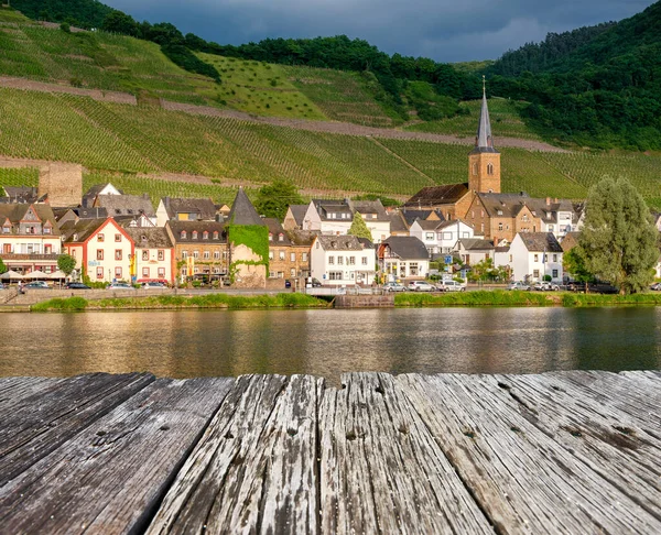 Vineyards Moselle River Dramatic Sky Alken Germany — Stock Photo, Image