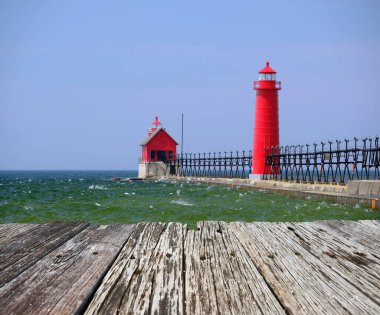 Grand Haven South Pierhead Inner Light, 1905 yılında inşa edildi, Michigan Gölü, MI, ABD