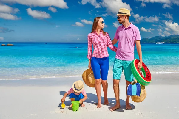 Family Beautiful Anse Soleil Beach Young Couple Three Year Old — Stock Photo, Image