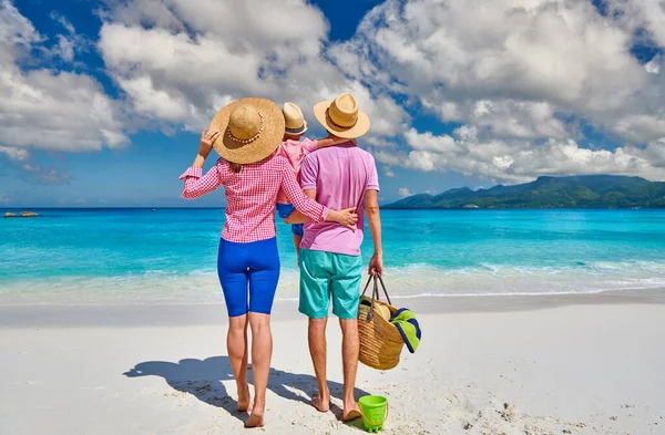 Family Beautiful Anse Soleil Beach Young Couple Three Year Old — Stock Photo, Image