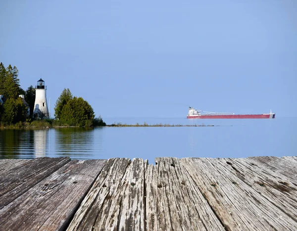 Old Presque Isle Lighthouse Construído 1840 Lake Huron Michigan Eua — Fotografia de Stock