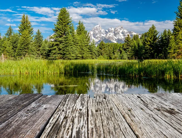 Βουνά Grand Teton Από Την Προσεδάφιση Schwabacher Στον Ποταμό Snake — Φωτογραφία Αρχείου