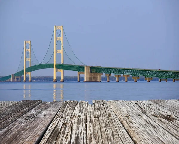 Mackinac Suspension Bridge Morning Built 1957 Michigan Usa — Stock Photo, Image