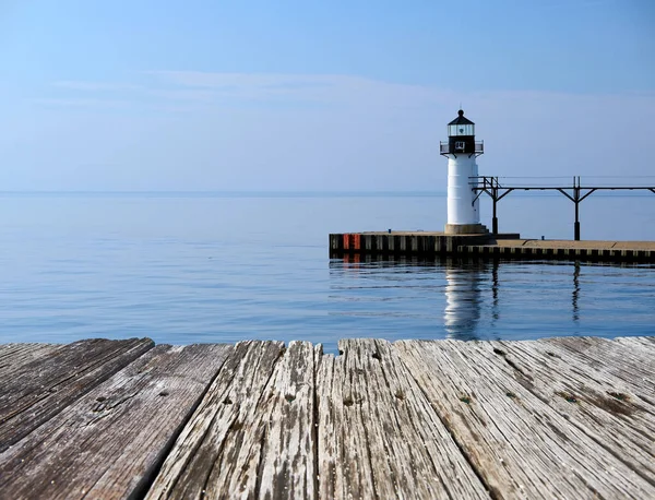 Joseph North Pier Outer Light Erbaut 1906 Lake Michigan Usa — Stockfoto