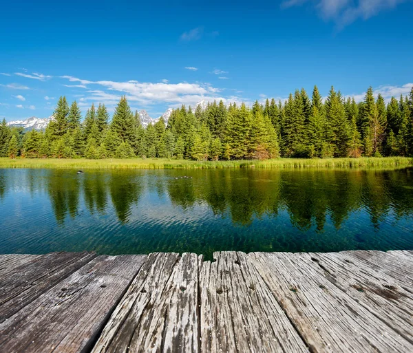 Grand Teton Mountains Dari Schwabacher Landing Sungai Snake Pagi Hari — Stok Foto