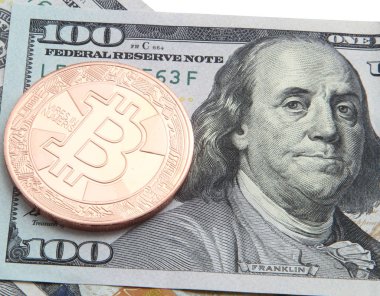 Altın bitcoin dolar faturaları üzerinde
