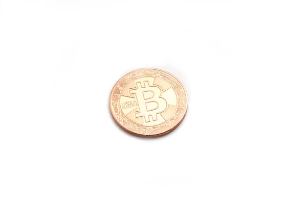 Νόμισμα Bitcoin Απομονωθεί Λευκό — Φωτογραφία Αρχείου