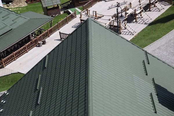 Top View Settlement Homes Green Roofs — Stock Photo, Image