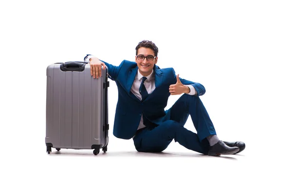 Uomo d'affari nel concetto di viaggio d'affari isolato su bianco — Foto Stock