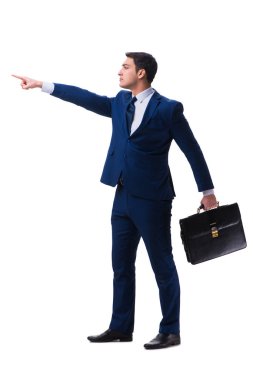 Beyaz zemin üzerinde izole iş adamı