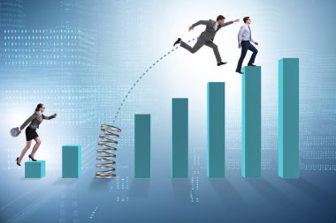 İş adamları bar çizelgelerinin üzerinden atlıyorlar.