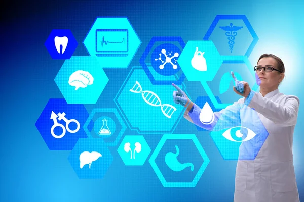 Woman doctor in telemedicine futuristic concept — Stock Photo, Image