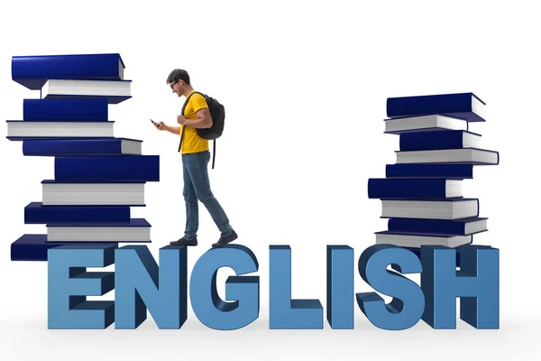 Young man in english studying learning concept — Stock Photo, Image