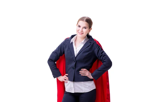 Superhero woman isolated on white background — Stock Photo, Image