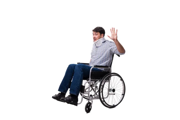Człowiek cierpiący na kontuzję na wózku inwalidzkim — Zdjęcie stockowe