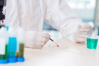 Laboratuvarda çalışan erkek kimyager.