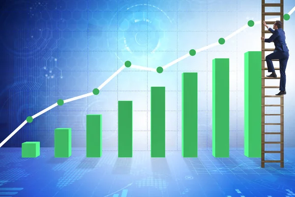 A statisztikai növekedés felé haladó üzletember — Stock Fotó