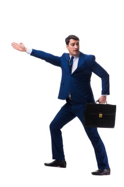 Beyaz zemin üzerinde izole iş adamı