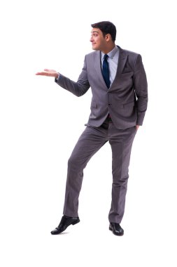 Beyaz zemin üzerinde izole iş adamı