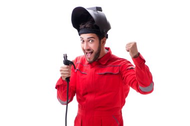 Beyaz arka plan üzerinde izole komik Kaynakçı