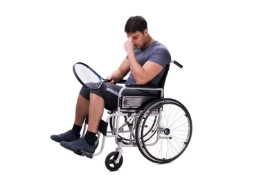 Tekerlekli sandalye üzerinde yaralanma kurtarma tenis oyuncusu