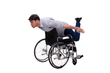 Caregiver beyaz izole tekerlekli sandalye ile