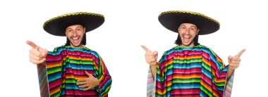 Beyaz pançolu yakışıklı adam izole edilmiş.