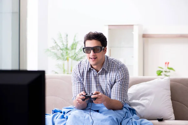 Man playing 3d games at home — Stock Photo, Image