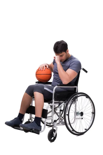 Basketball player recovering from injury on wheelchair