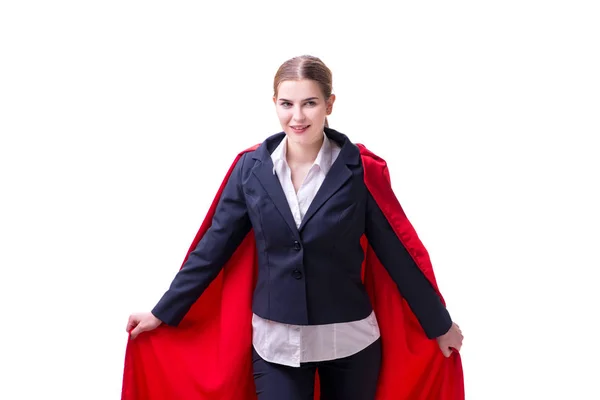 Superheldin Frau isoliert auf weißem Hintergrund — Stockfoto