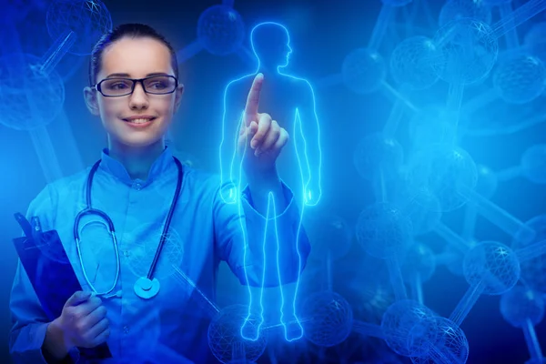 Medico donna in telemedicina concetto futuristico — Foto Stock