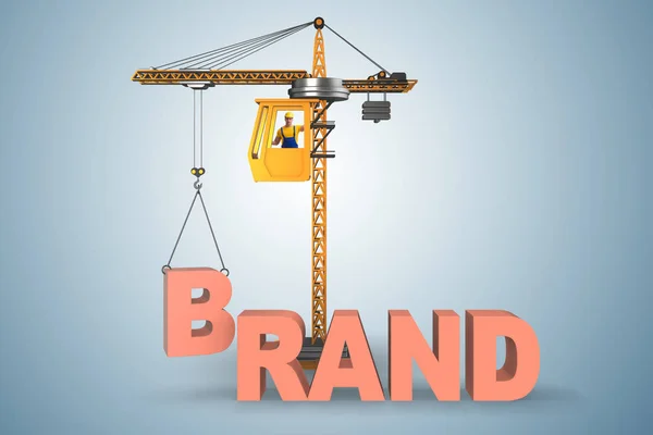 Crane lifting brand letters on commercial concept — Stock Photo, Image