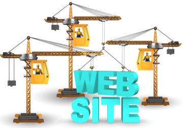 Vinç ve harflerle web sitesi inşa kavramı