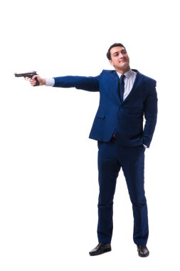 Beyaz zemin üzerinde izole iş adamı