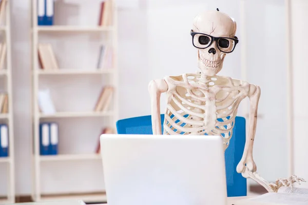 Skeleton businessman working in the office — Stock Photo, Image