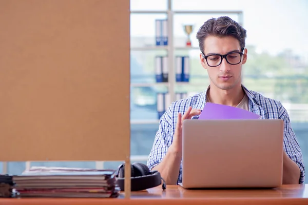 Estudiante estudiando en casa preparándose para el examen —  Fotos de Stock