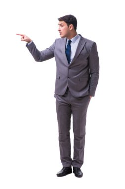 Beyaz zemin üzerinde izole iş adamı