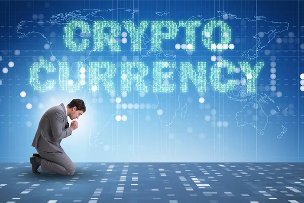 Businessman confused about all cryptocurrencies — Stock Photo, Image