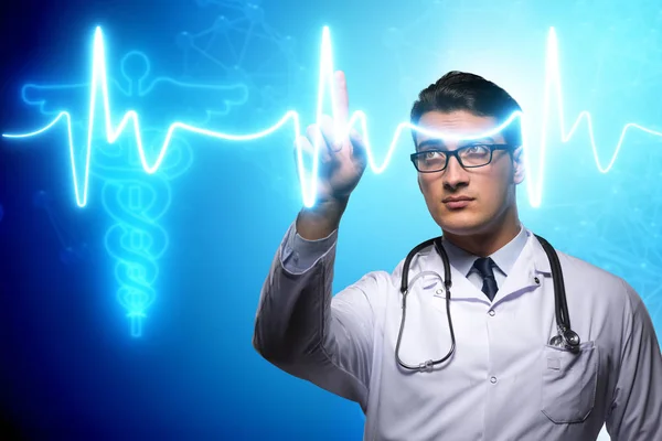 Telemedicin koncept med läkare trycker på virtuella knappar — Stockfoto