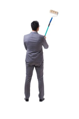 Beyaz arka planda izole edilmiş iş adamı ressam