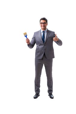 Beyaz arka planda izole edilmiş iş adamı ressam